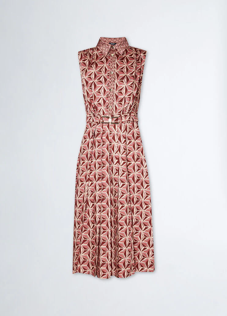 Printed twill shirt dress