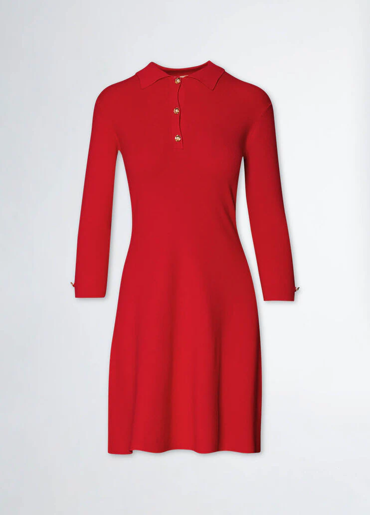 Knit dress with bejewelled buttons
