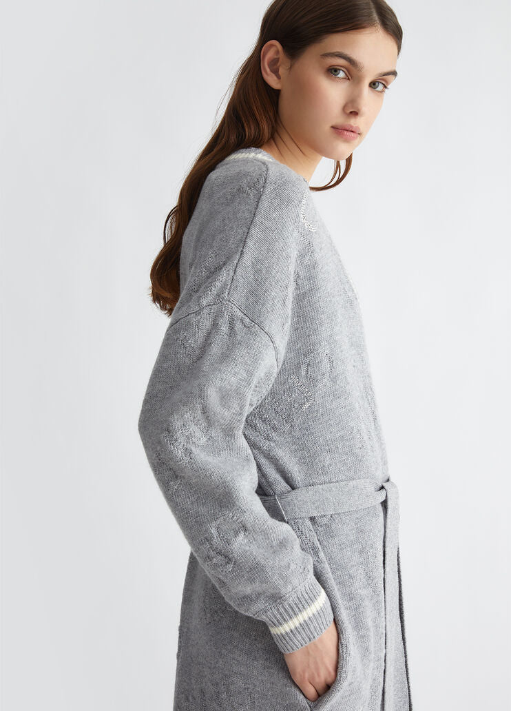Long cardigan with belt