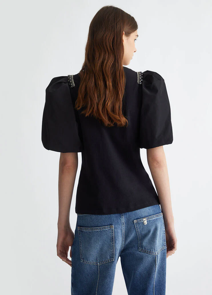 Jersey T-shirt with gemstones