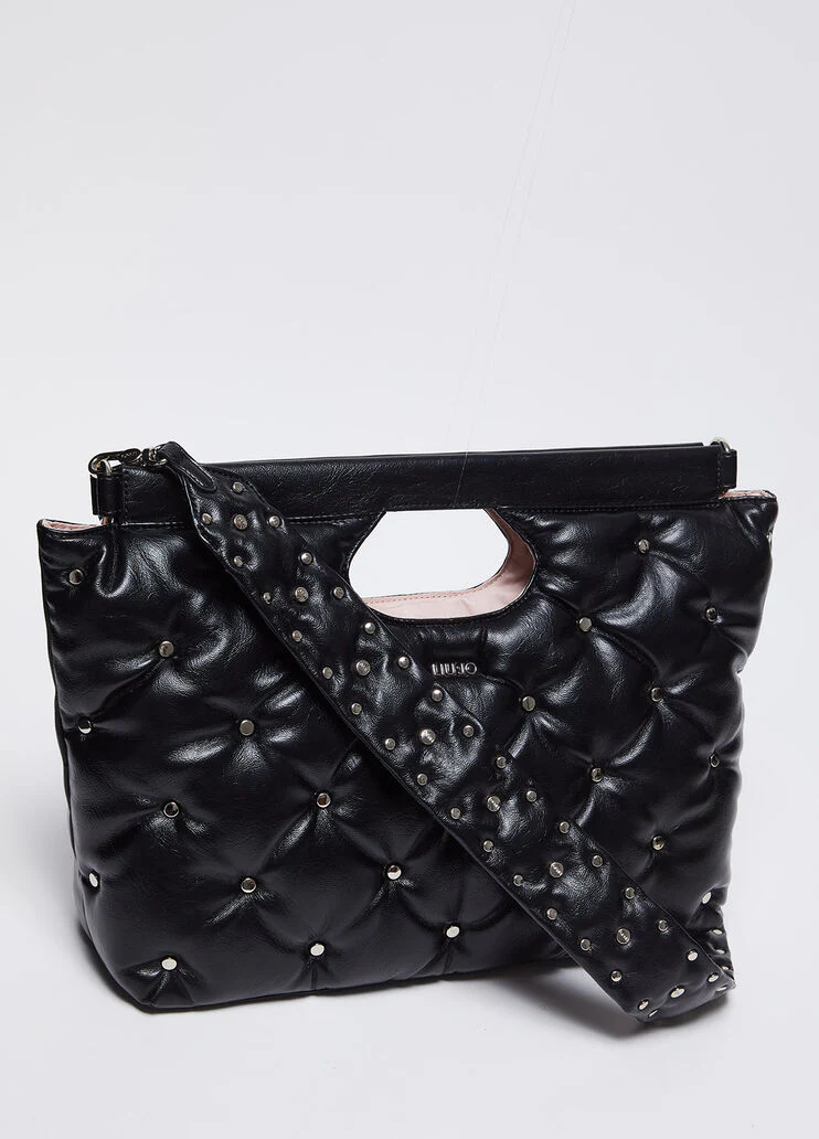 Studded glossy handbag