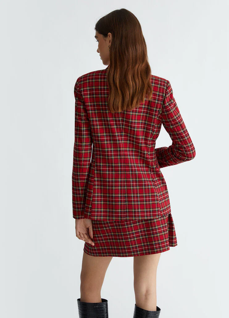 Red tartan blazer