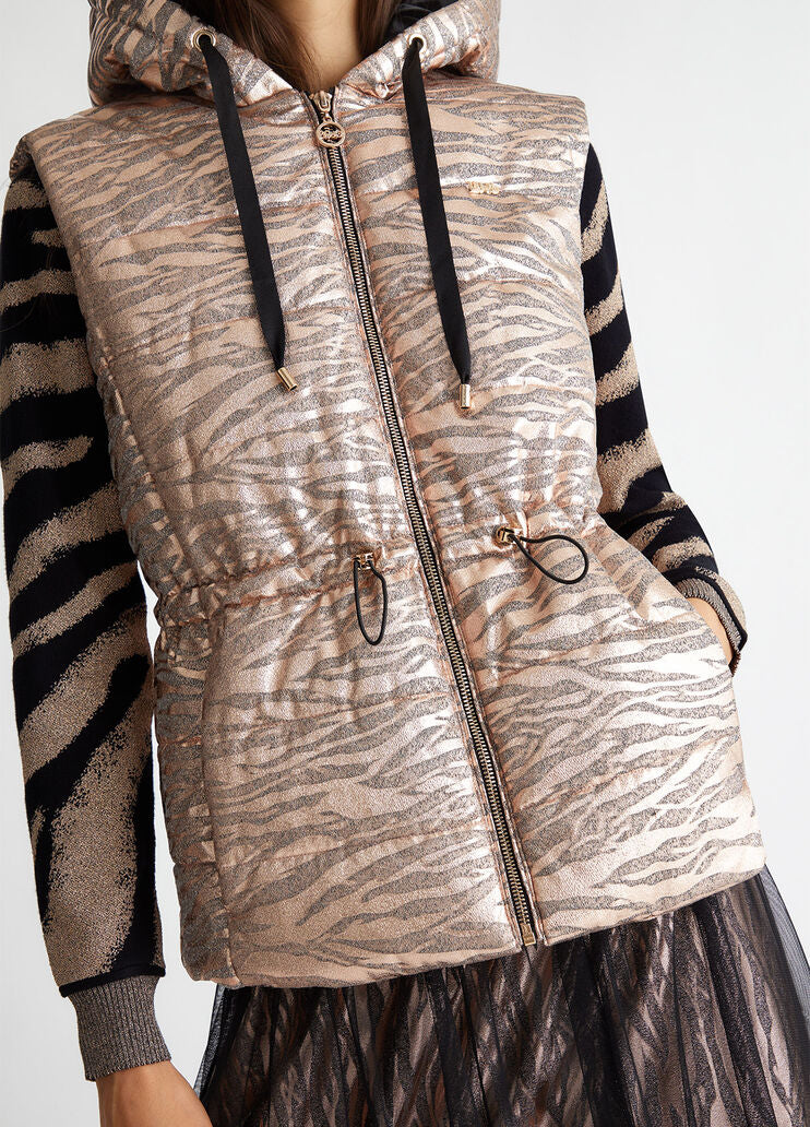 Padded animal-print gilet