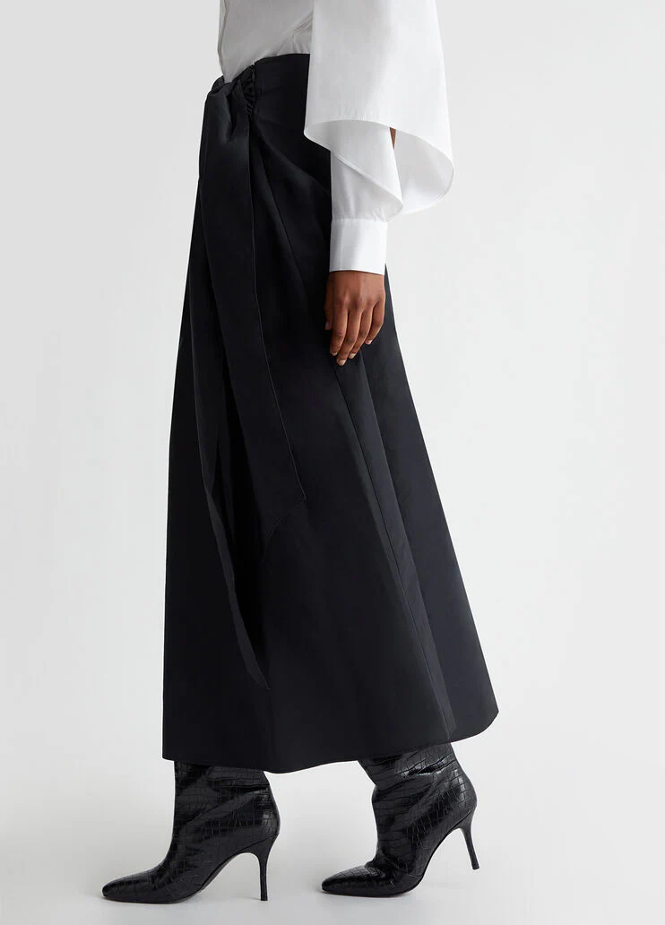 Long black taffeta skirt