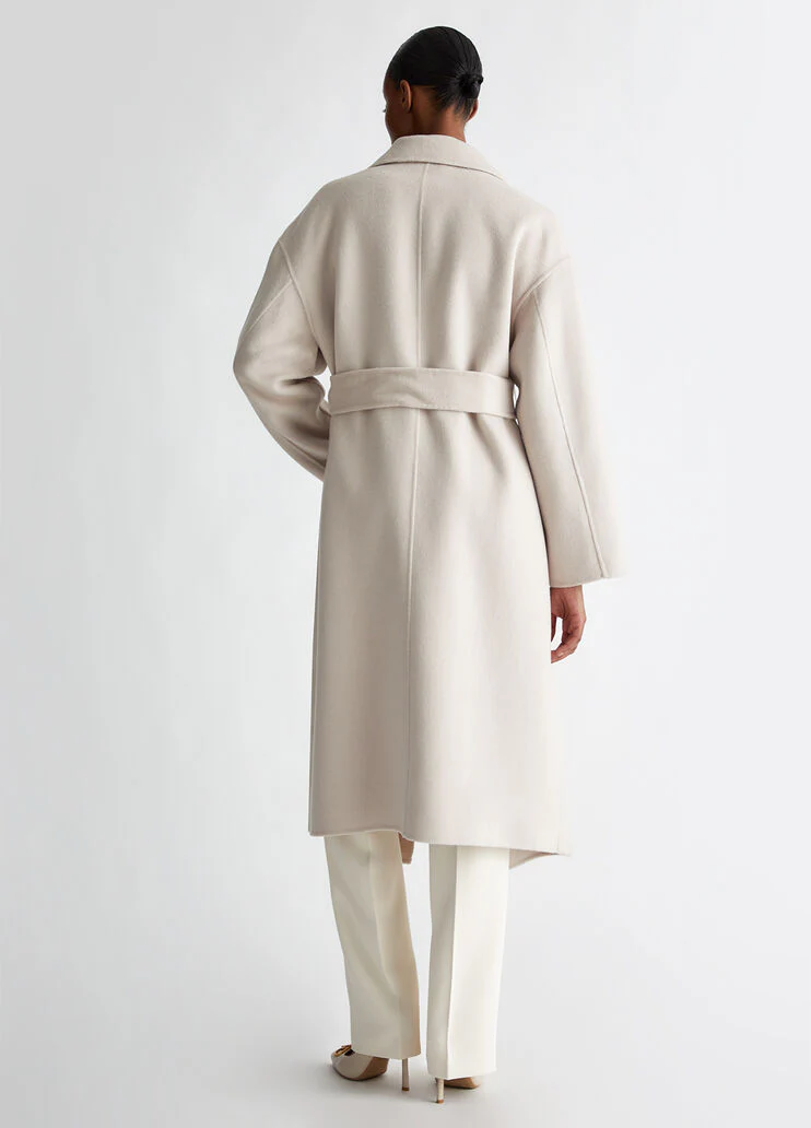 Belted wool-blend coat