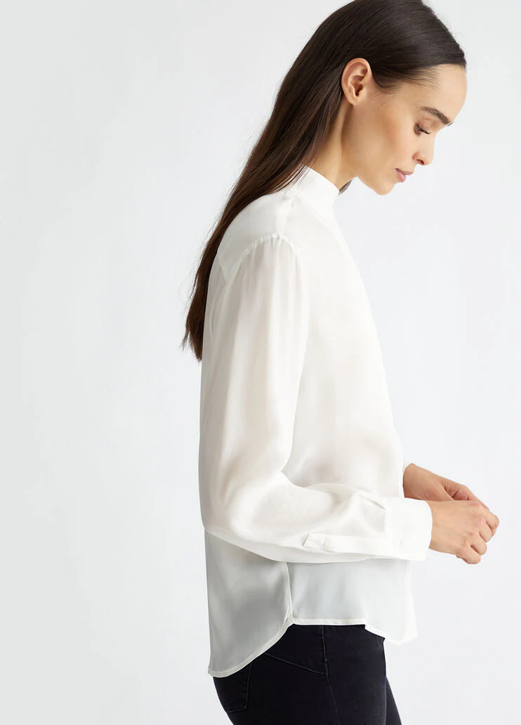 Silk-blend crepe shirt