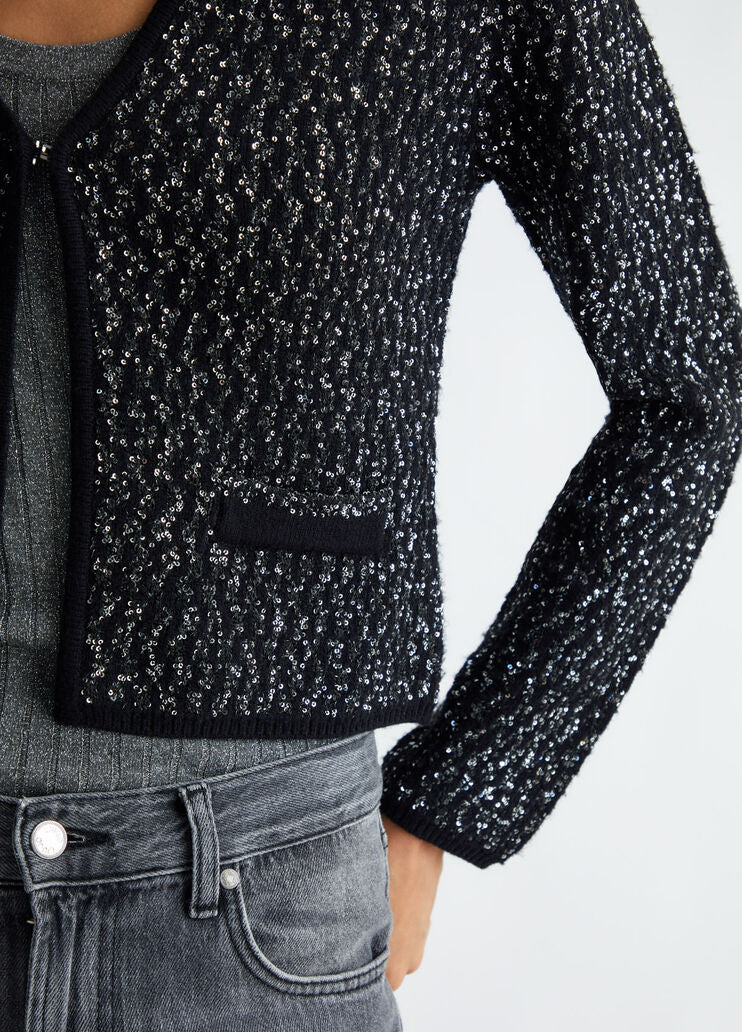 Knit jacket with sequins