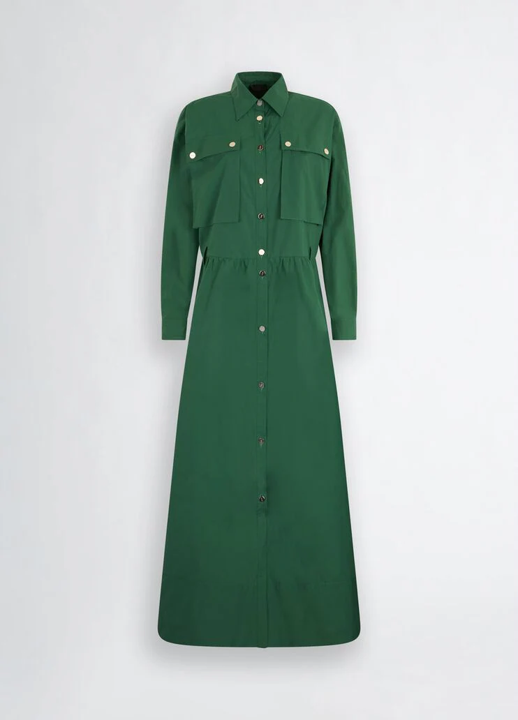 Long green shirt dress