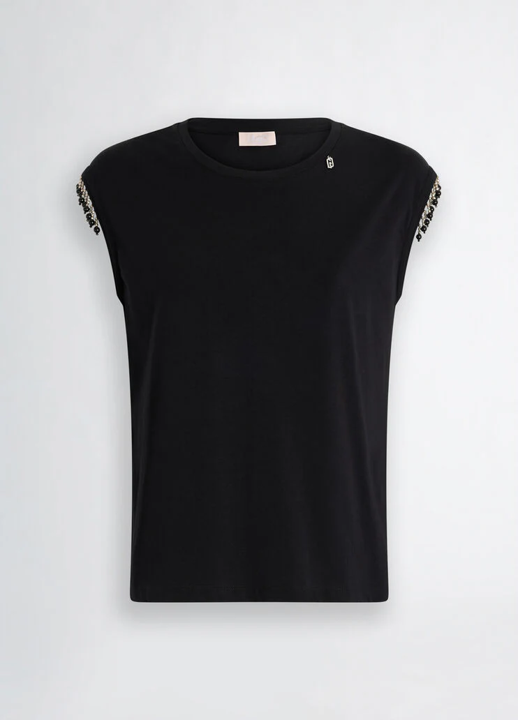 Jersey T-shirt with beads