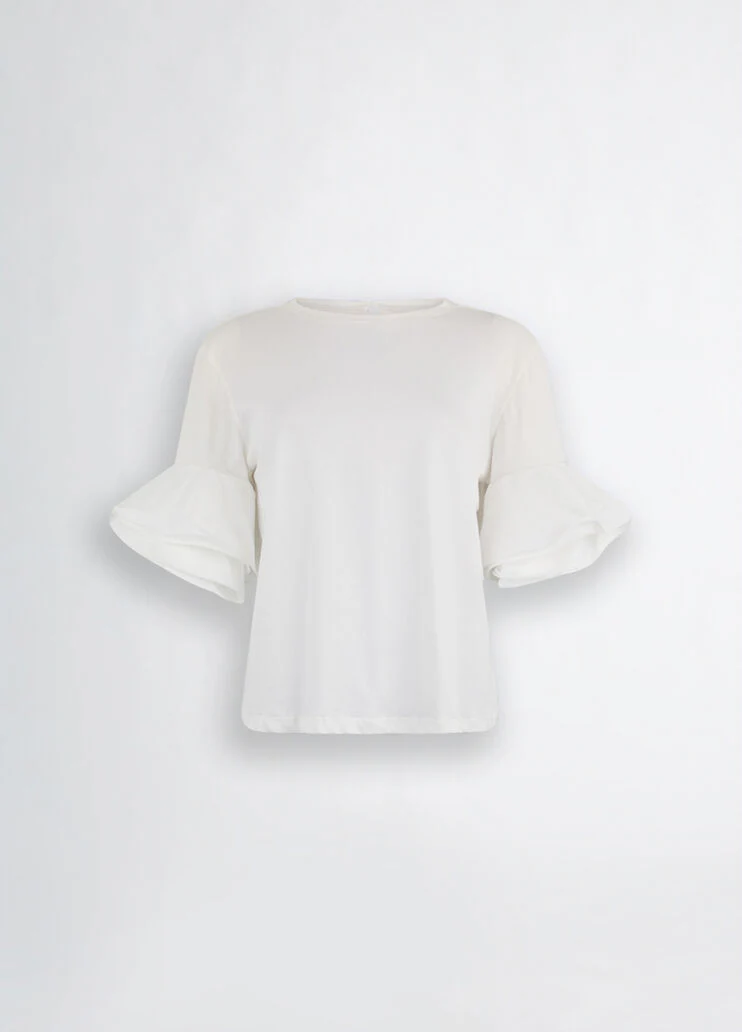 White T-shirt with flounced detailing