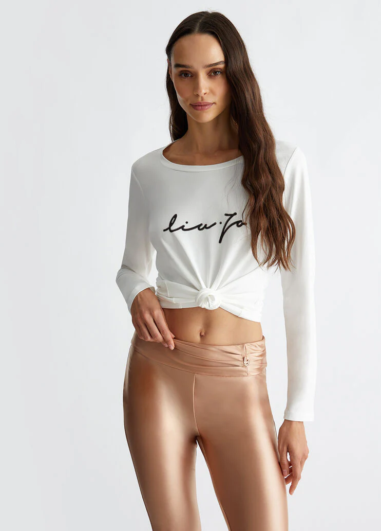 T-shirt with logo and gemstones