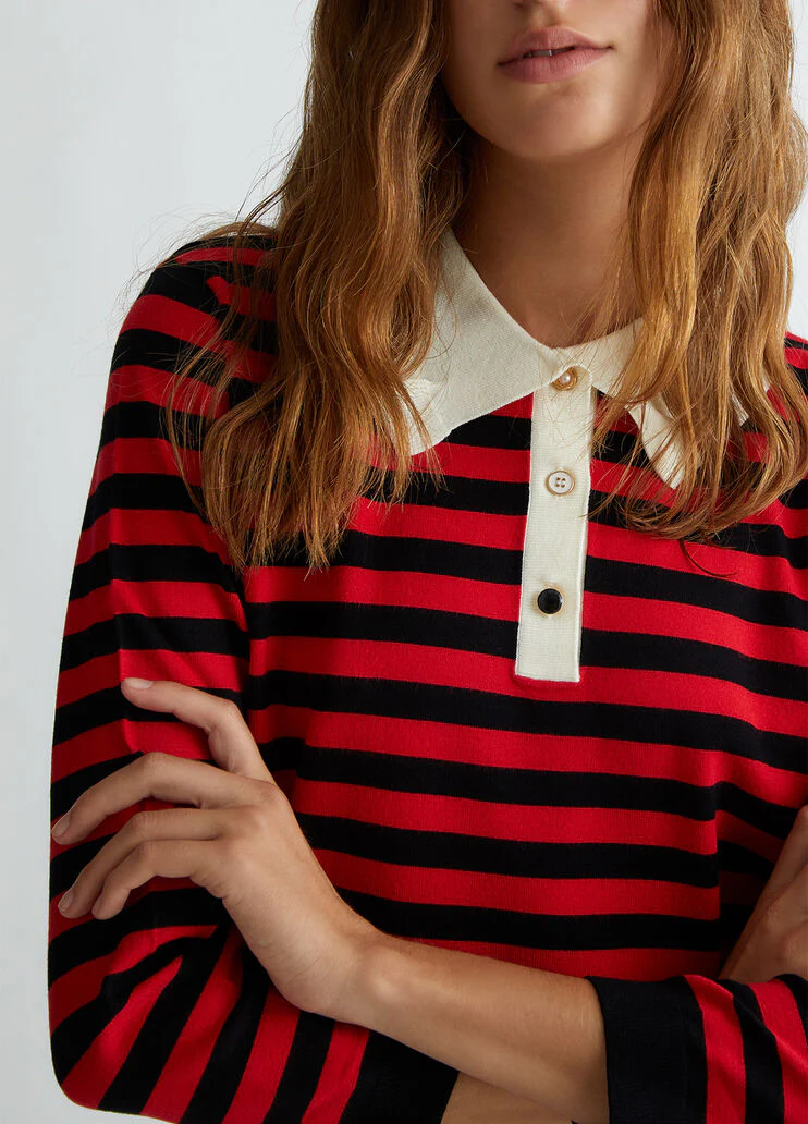 Striped sweater with jewel buttons