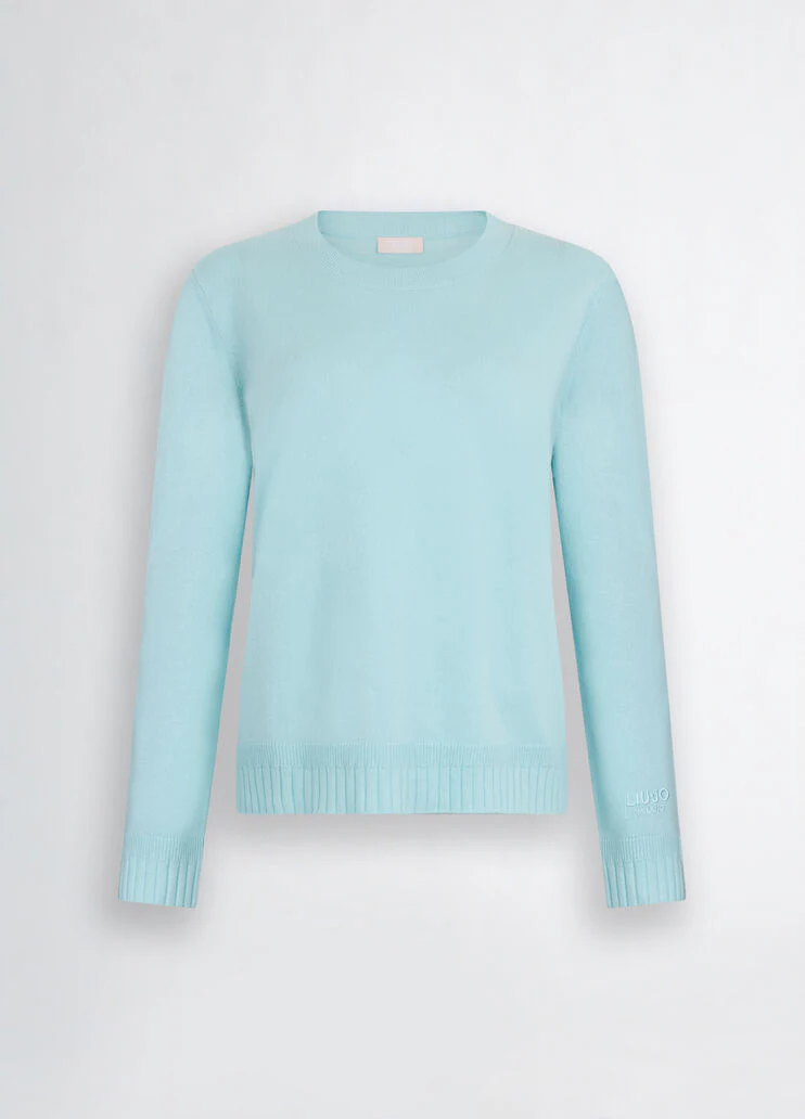 Light blue cashmere and wool jumper