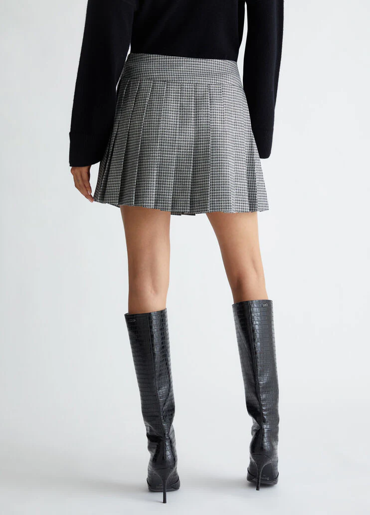 Pleated chequered miniskirt