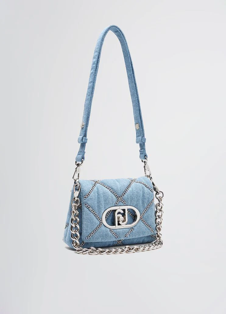 Small denim LaPuffy bag with chains