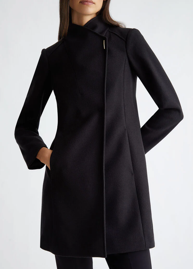 Double-breasted wool-blend coat