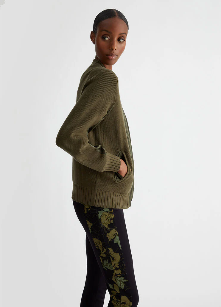 Knit cardigan with zip