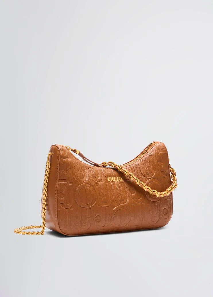 Brown shoulder bag with logo