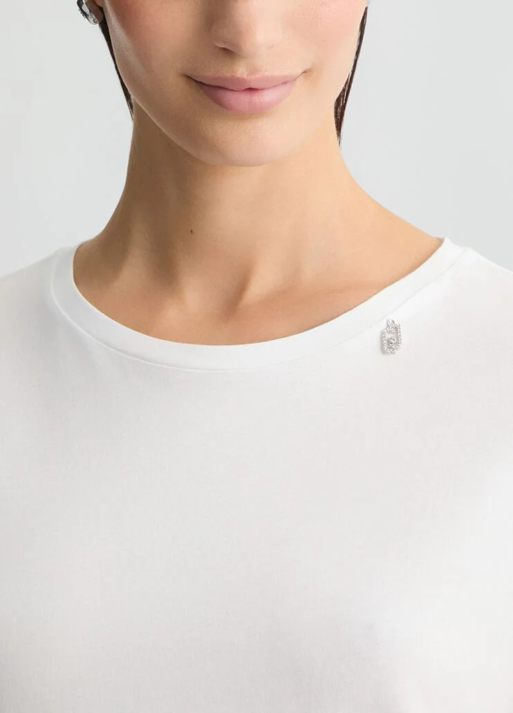 Cotton T-shirt with rhinestones