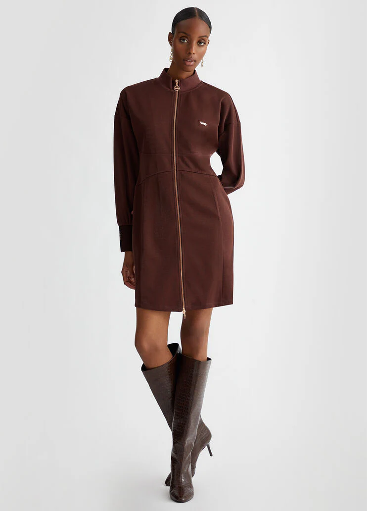 Jersey dress with zip