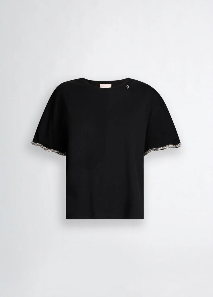 Cotton T-shirt with rhinestones