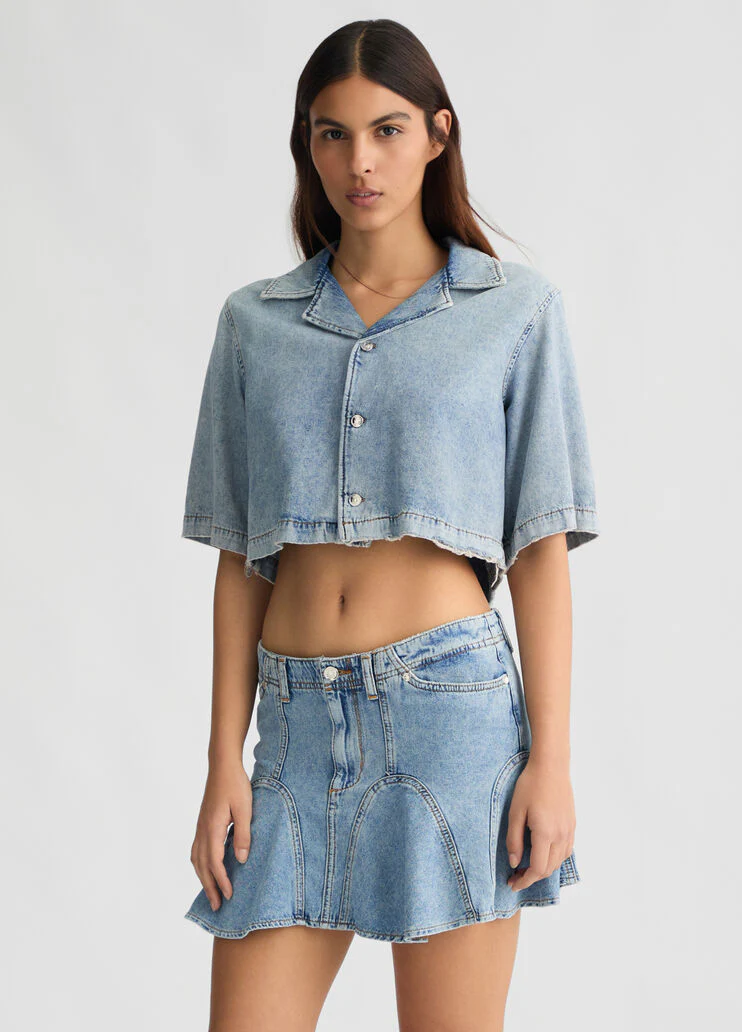 Cropped denim shirt
