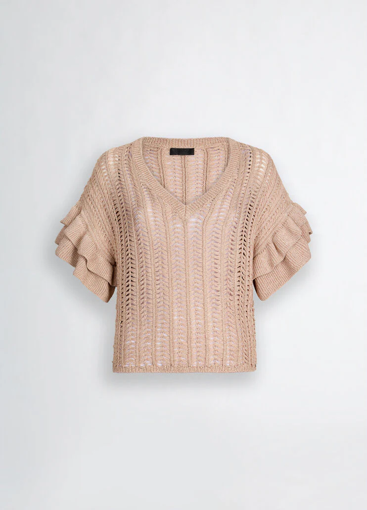 Sand-colour knit top