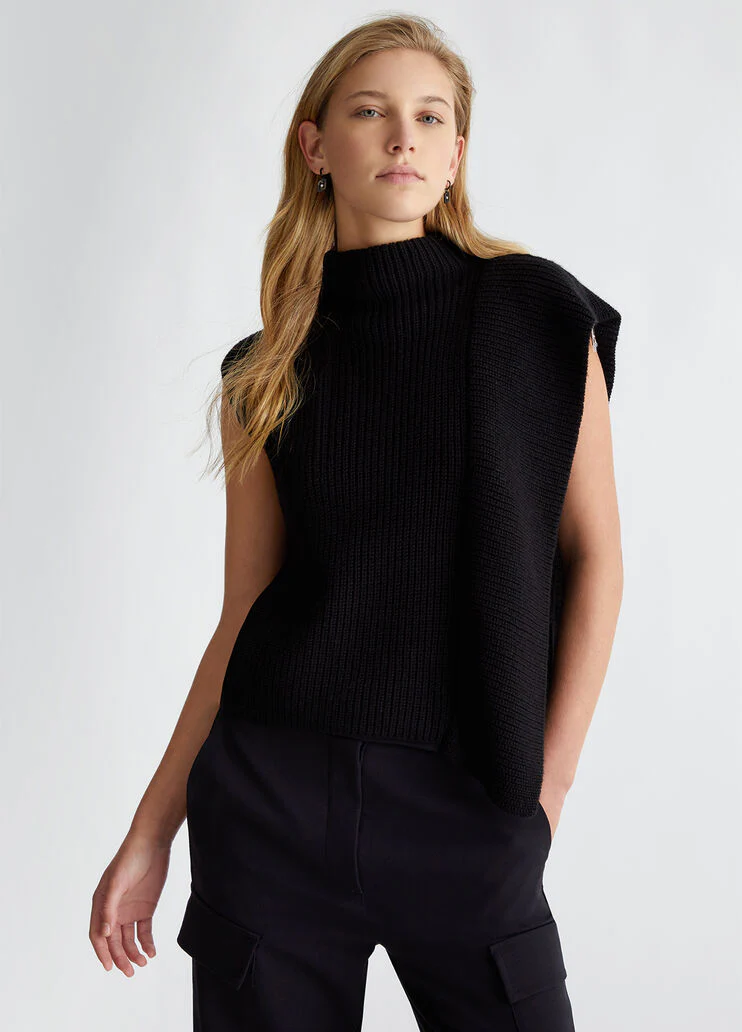 Rib-knit wool-blend sweater