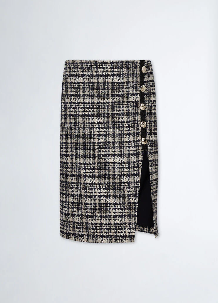 Chequered bouclé skirt