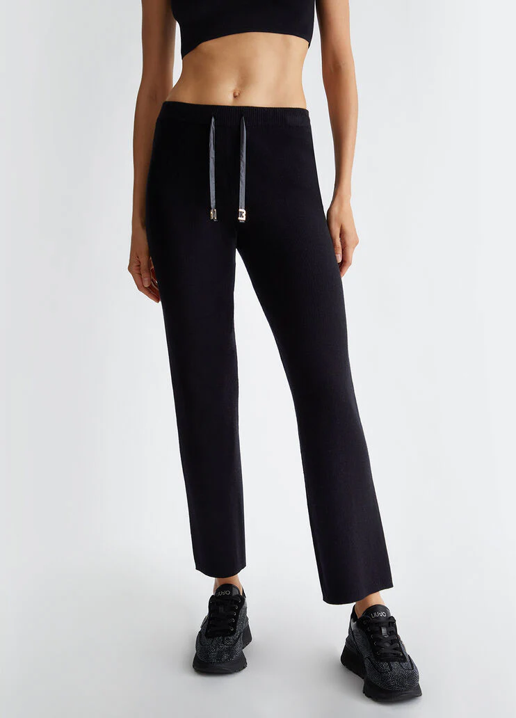 Rib-knit trousers