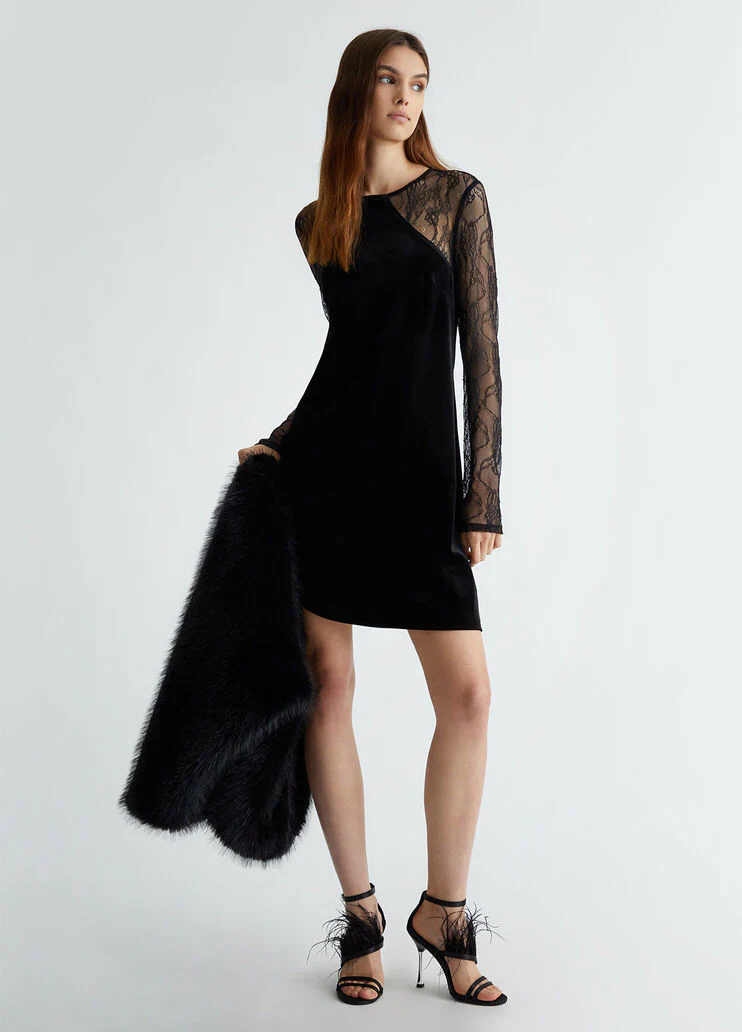 Short lace and velvet dress