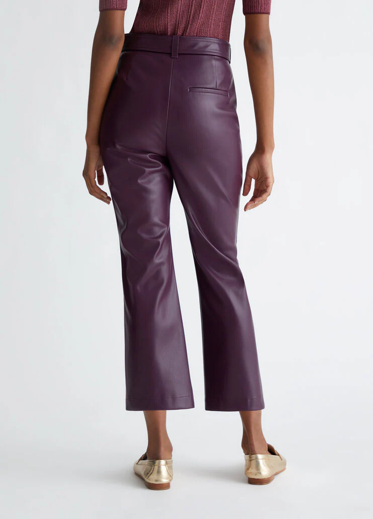 Coated fabric flared trousers