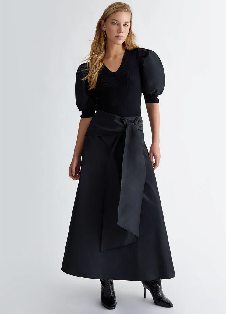 Top with taffeta sleeves