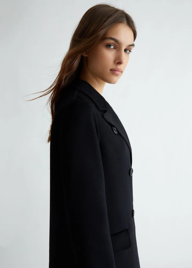 Double-breasted wool-blend coat