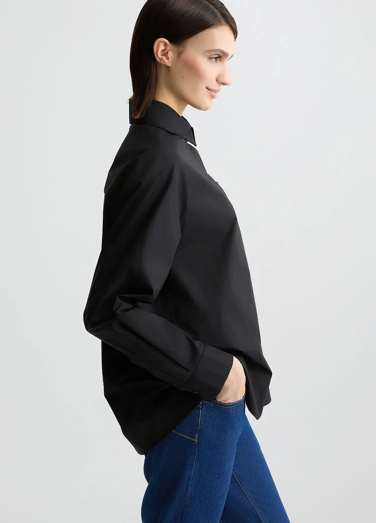Poplin shirt with rhinestones