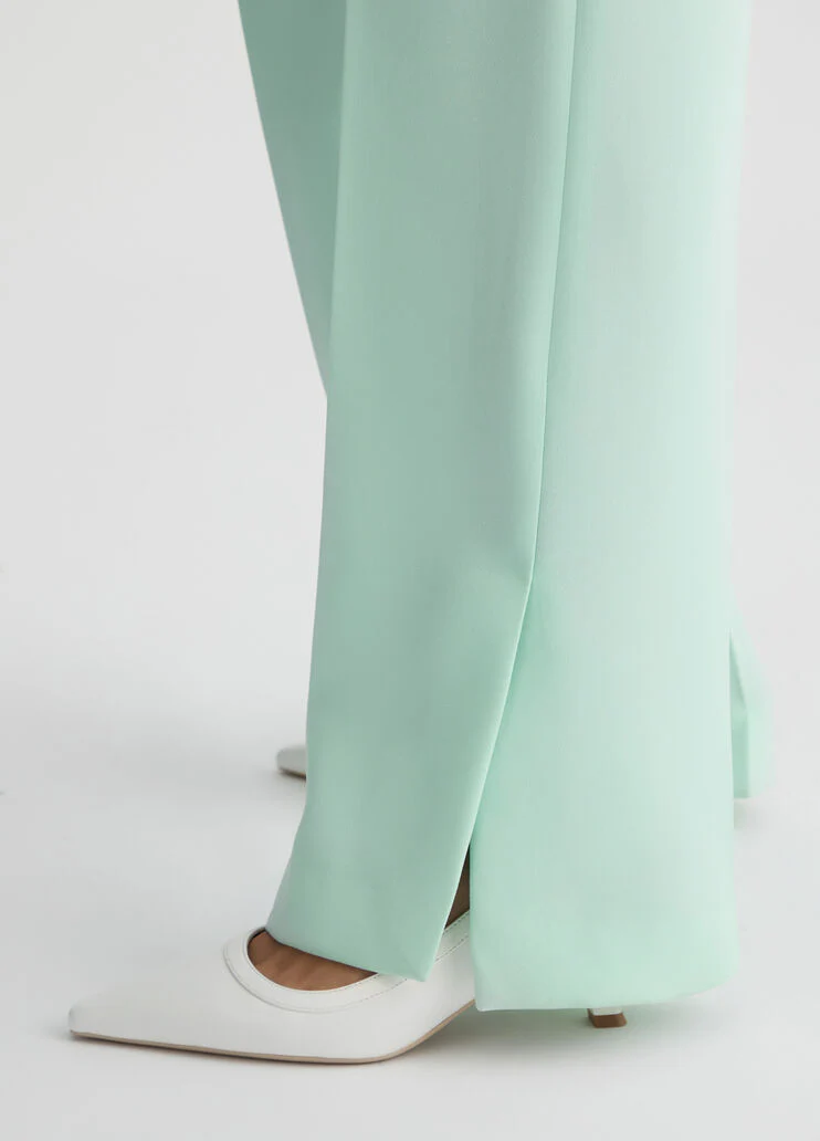 Mint green trousers with slit