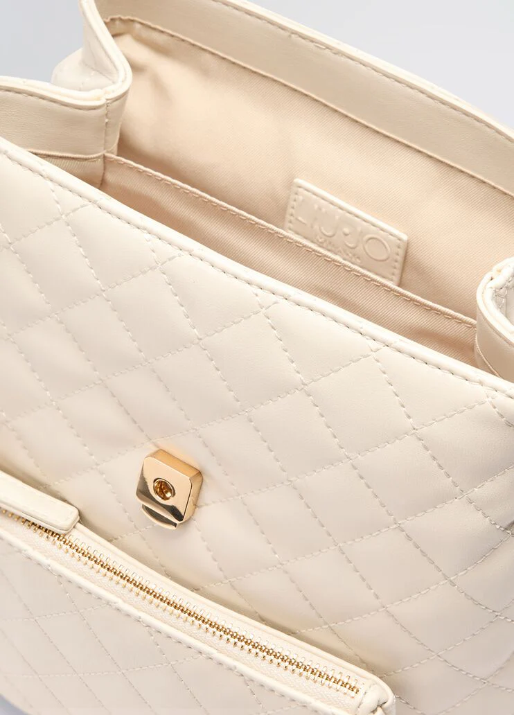 Quilted cream backpack