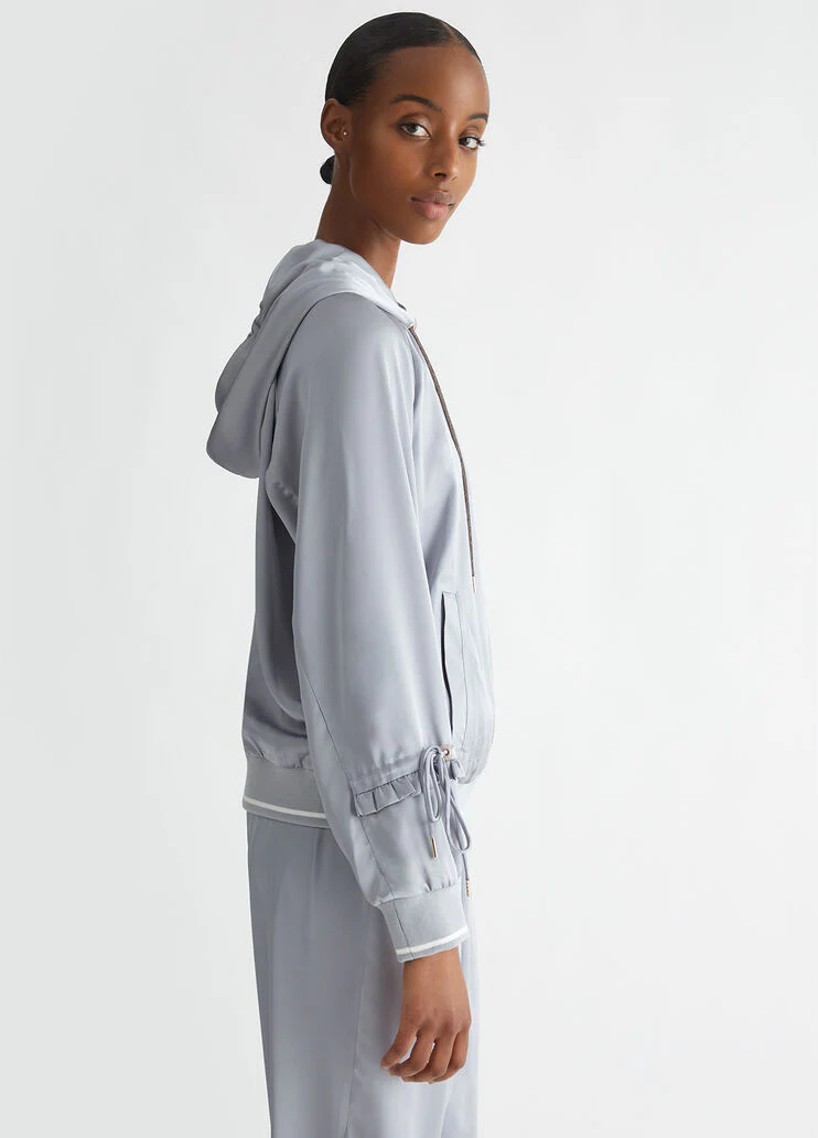 Satin hooded sweatshirt