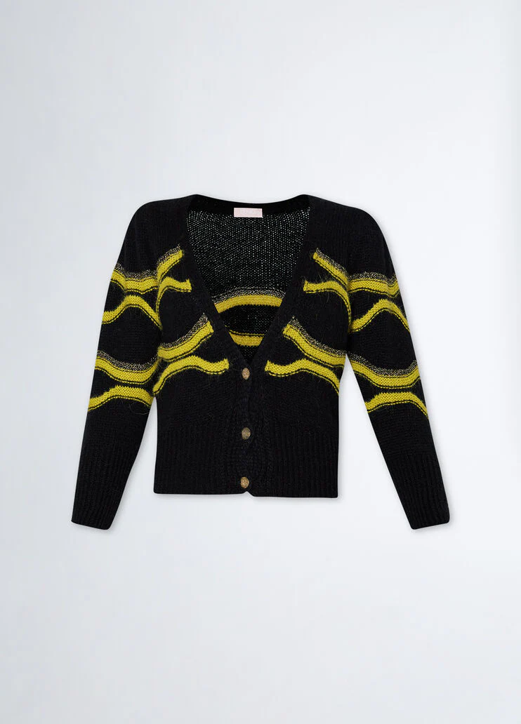 Alpaca-blend jacquard cardigan