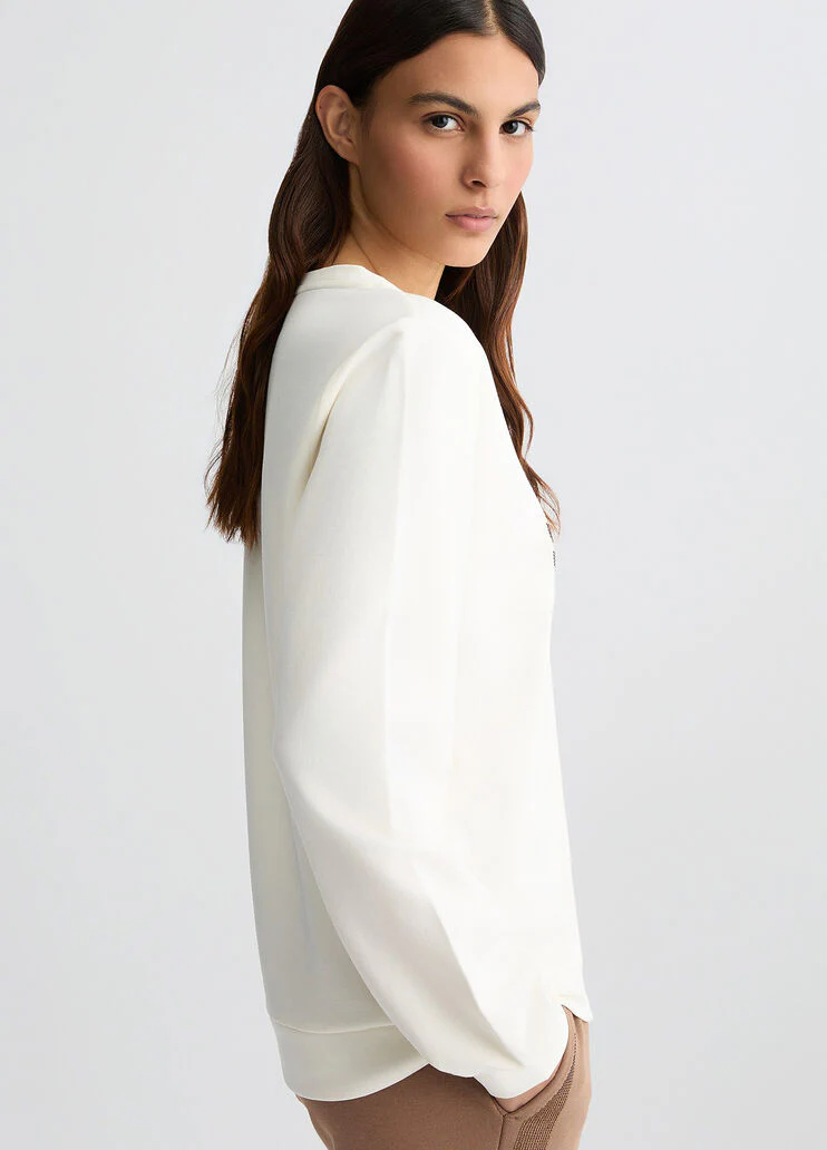 Sweatshirt with animal print and rhinestones