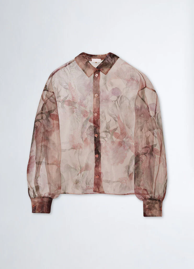 Floral organdy shirt