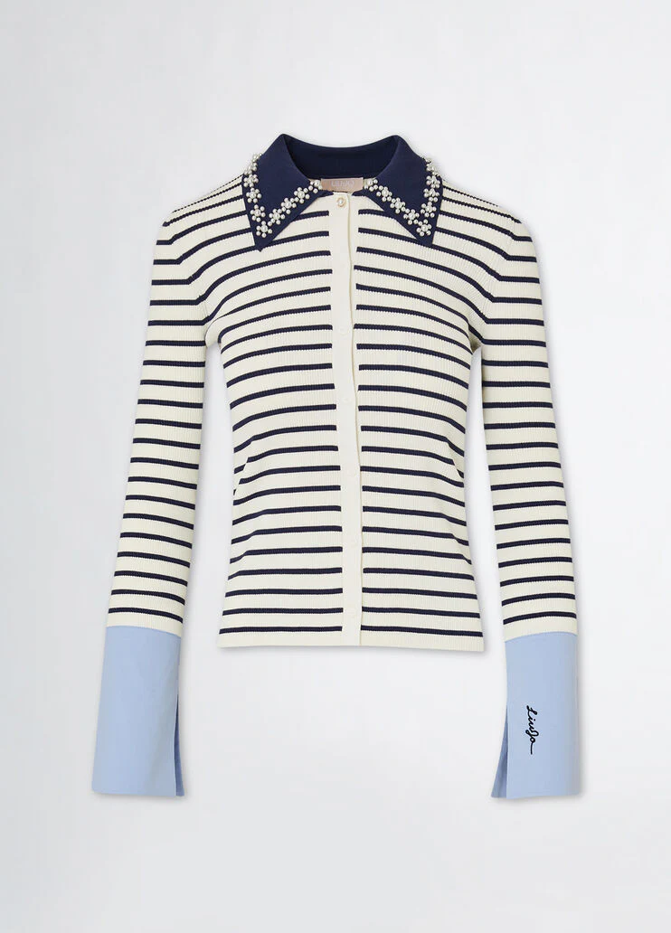 Striped cardigan with collar