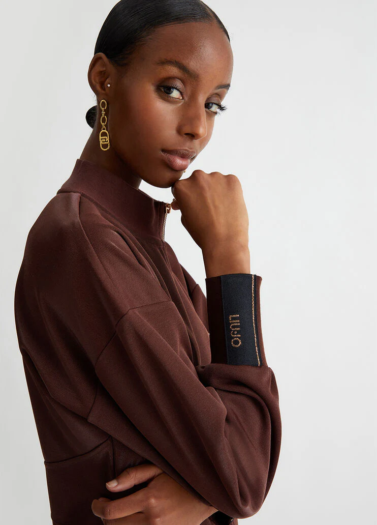 Jersey dress with zip