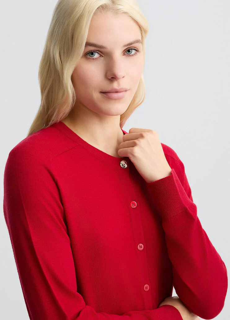 Red cashmere and wool cardigan