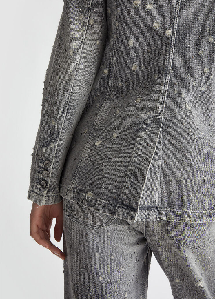 Denim blazer with rhinestones
