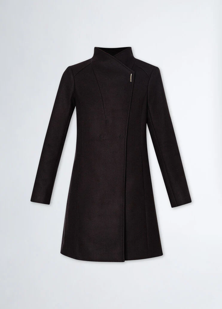 Double-breasted wool-blend coat