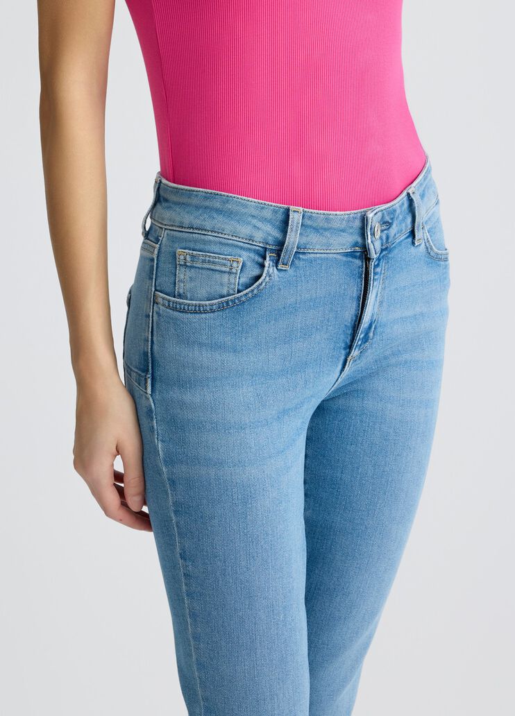 Light slim-fit jeans with rhinestones