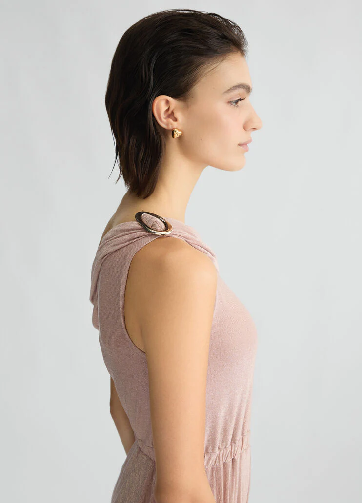 Powder pink one-shoulder jumpsuit