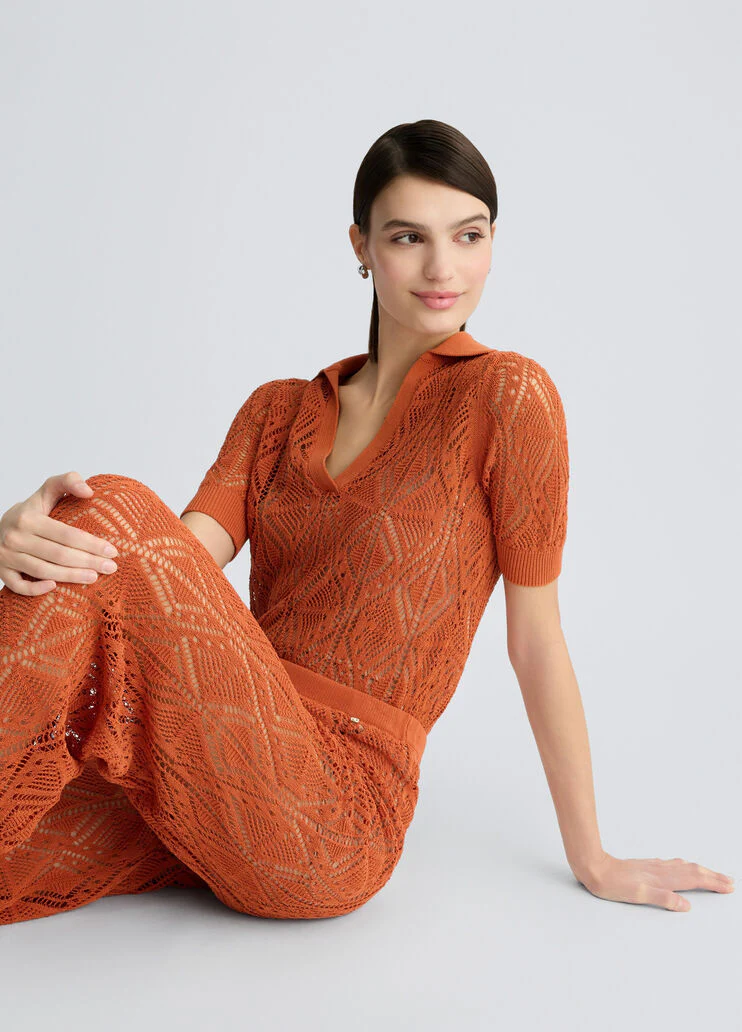 Cotton-blend crochet jumper