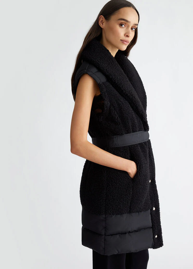 Quilted nylon and teddy jacket